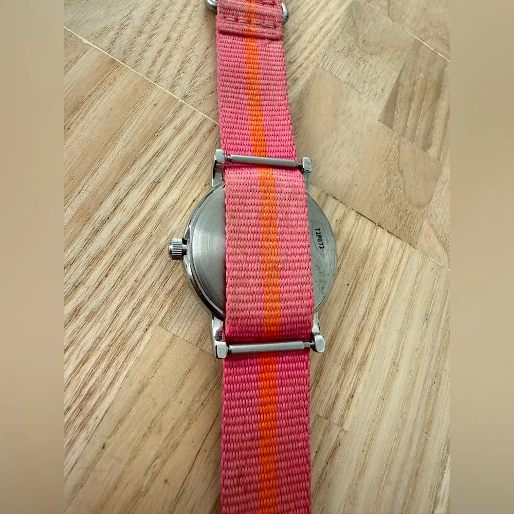 Timex weekender ladies pink and orange strap watch NEW BATTERY